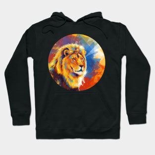 Majesty - Lion portrait colorful animal painting Hoodie